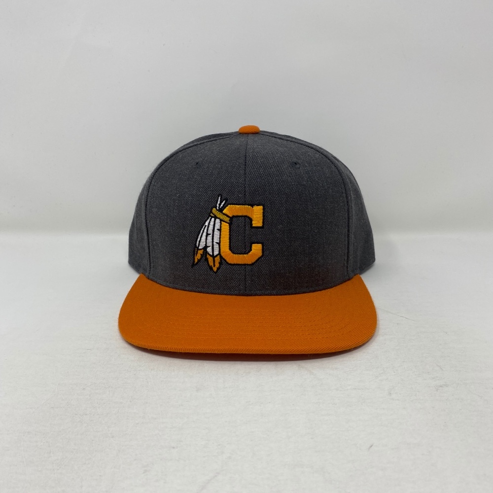 Cleveland C Feathers Snapback Hat Cap Orange